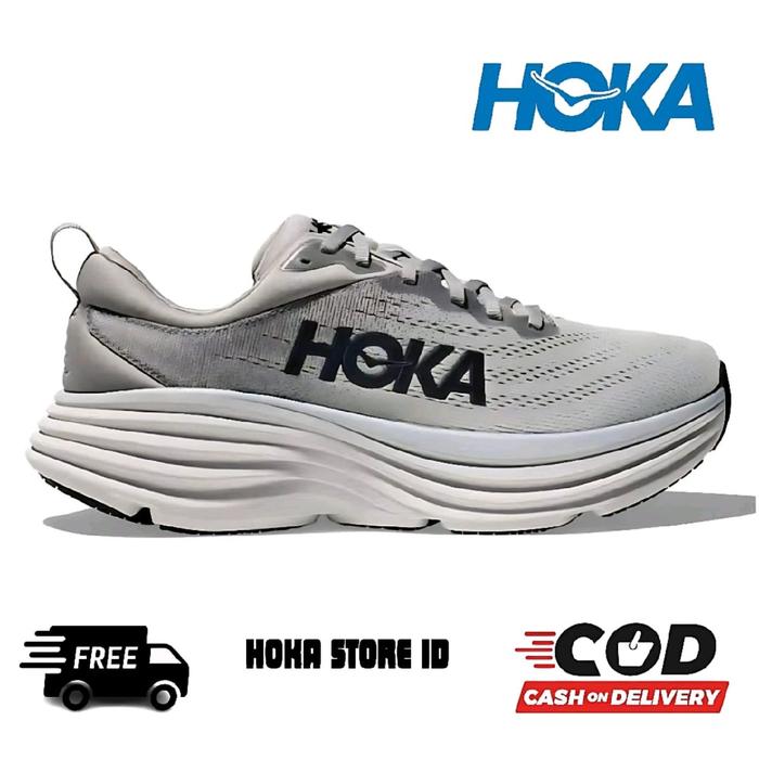 SEPATU HOKA ONE ONE BONDI 8 GREY ORIGINAL