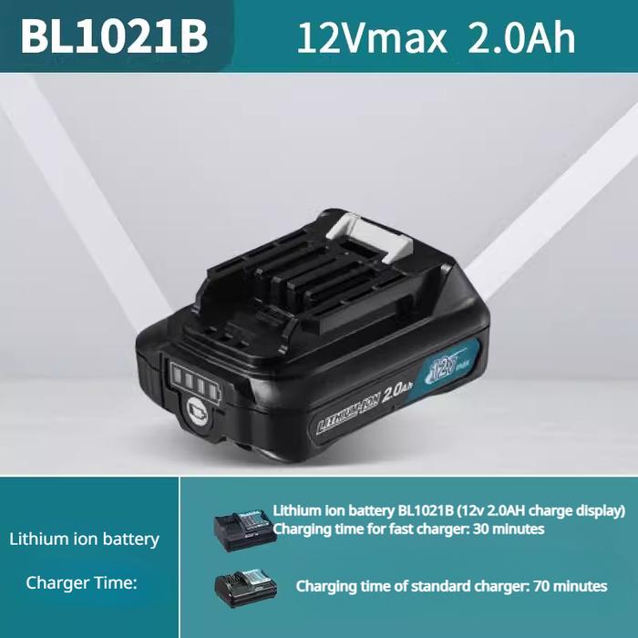 Makita Original 12V LXT Lithium-Ion Battery BL1021B (12v 2.0AH Charge Display)  DC10WD 12V Charger