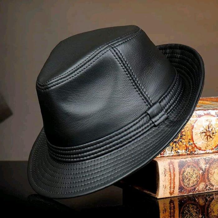 Topi Full kulit / topi Tompi / Topi Fedora / Topi Laken / topi zazz Pria / topi coboy / Topi Kulit /