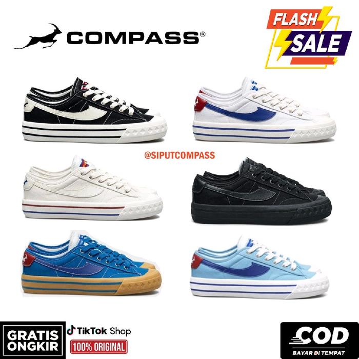 Sepatu Compass Retrograde Low White Blue, Black White, Cream, Blue Gum, Baby Blue & Double Black [OR
