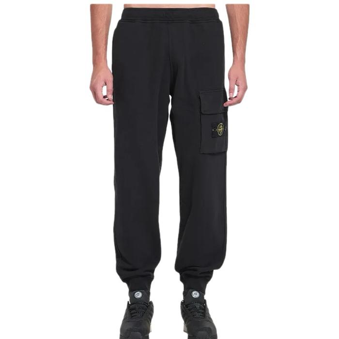 PANTS STONE ISLAND BRUSHED ORGANIC COTTON BLACK ORIGINAL AUTHENTIC
