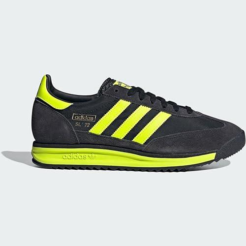 Adidas SL 72 RS Core Black Solar Yellow Gold Metallic IG4647 Sneaker dengan Tiga Garisan Hijang Tera
