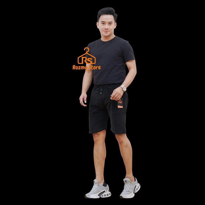 Rozmy Store Celana Pendek Pria Corduroy Dewasa Bahan Adem Tebal Nyaman 3 Saku Tali Pinggang Karet Si
