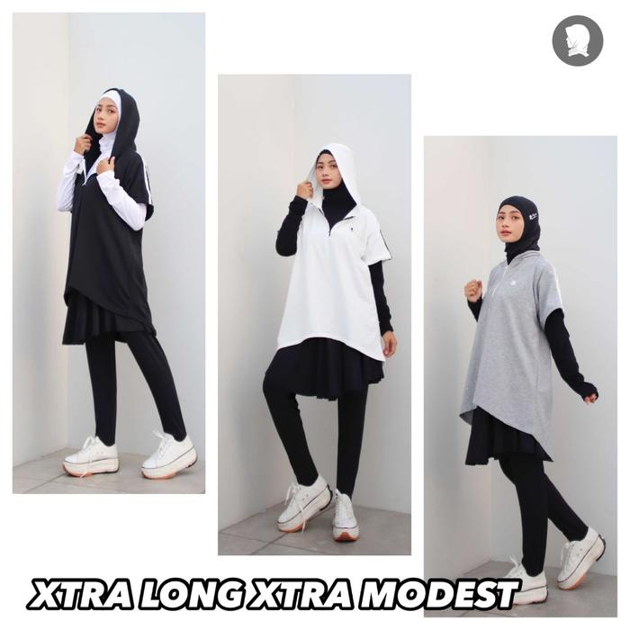 Asymmetric Hoodie Long Sport Wanita Muslim Jumper Lari Bersepeda Yoga 9-0291