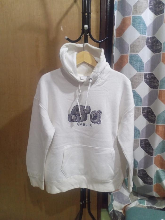 Boxy Ambler-Jaket Hoodie Brand Ambler Unisex Warna Putih