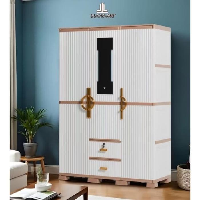 Lemari Pakaian Plastik 3 Pintu OTC Luxury LED
