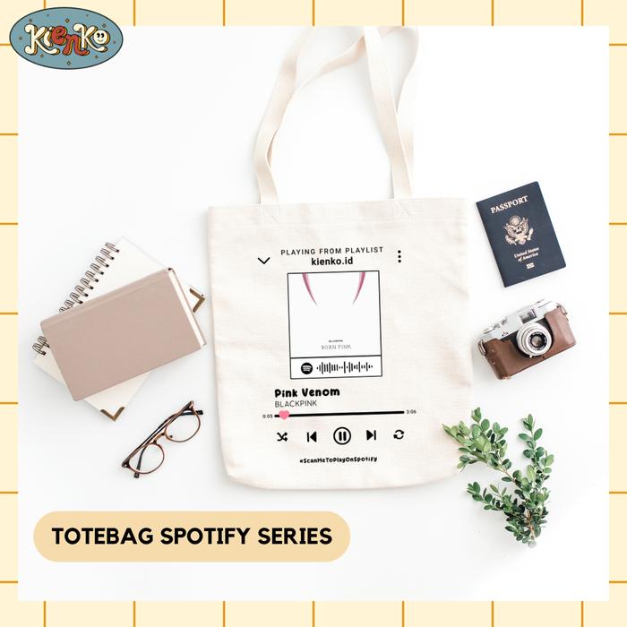 Tote bag Resleting Custom Spotify Playlist Series / Totebag Kanvas Tebal / Tas Kuliah Aesthetic / Ta