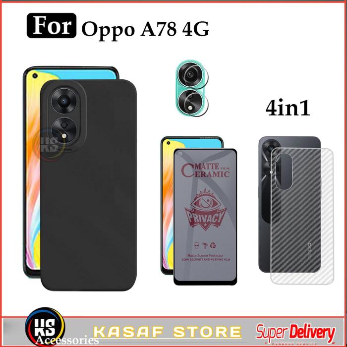 4in1 Sofcase Oppo A78 4G casing silikon case antigores privacy  matte anti spy