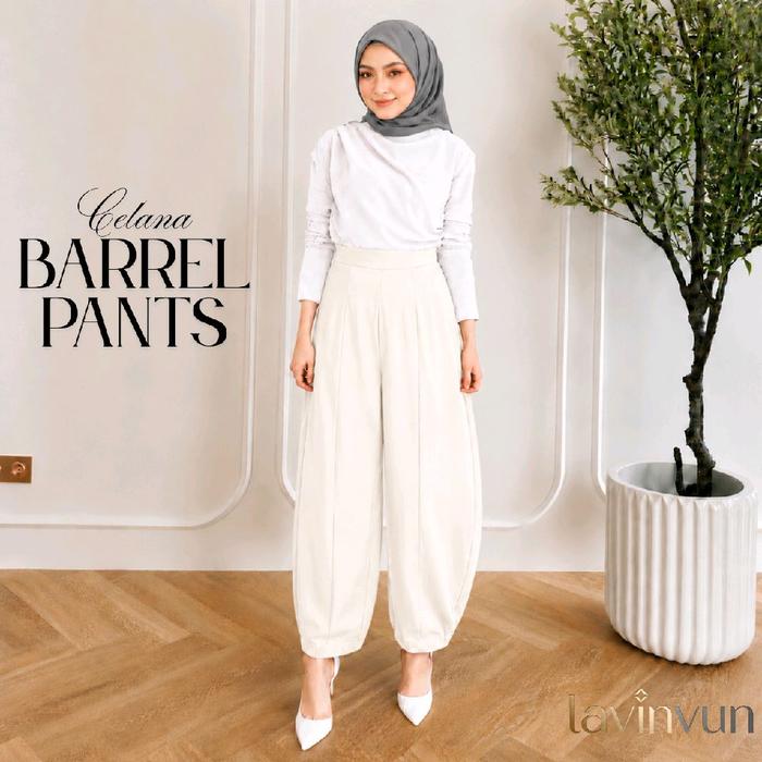 ShortieHouse Celana Barrel Pants - Celana Panjang Bawahan Wanita Katun Streetwear Style Skena High W