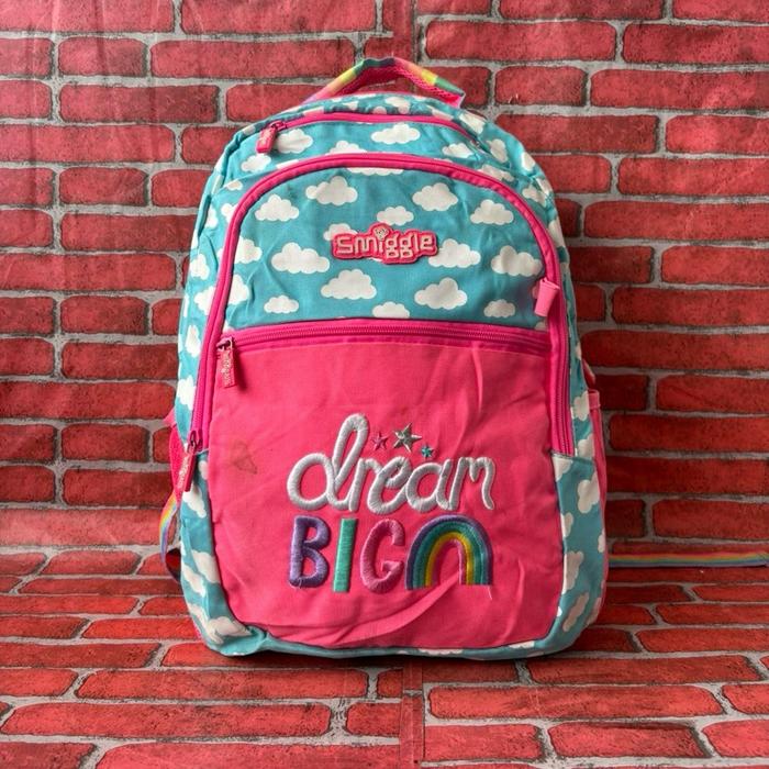 TAS RANSEL SEKOLAH SD ANAK PEREMPUAN SMIGGLE KANVAS SECOND BRANDED PINK