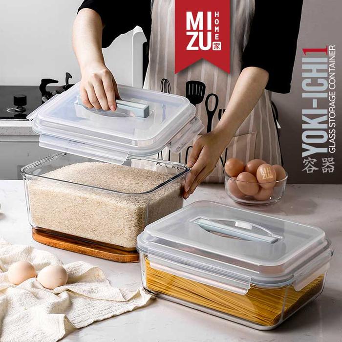 MIZU YOKI-ICHI Glass Food Storage Container Box Kotak Penyimpanan Makanan Kaca Toples Kedap Udara Ko