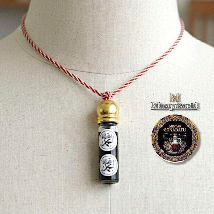 Tridatu Kalung Liontin Kubah Minyak Misk Hitam TitaniumSulaiman Rajah Asmara Keberuntungan Kesehatan