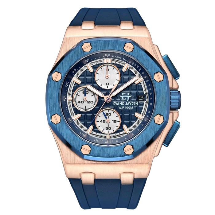 JAM TANGAN PRIA EVANS JAYDEN 9560 RUBBER, SAPPHIRE, WATER RESISTANT