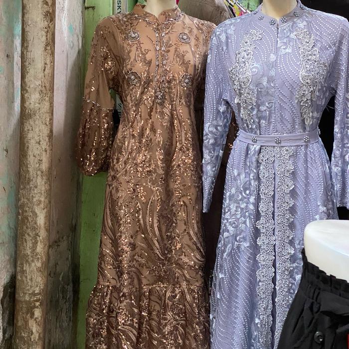 Gamis brokat bangkok renda, wanita import