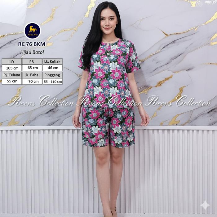 Batik Kuda Mas Setelan RC 76 LD 105cm | Piyama Wanita Celana Pendek Lengan Pendek Busui