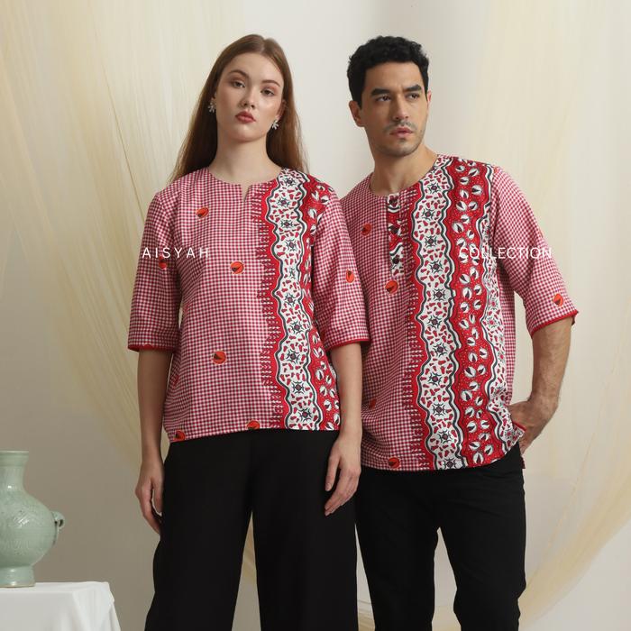 Aisyah Collection -Merah Putih -  Kotak Cengkeh Pala - Atasan Etnik Maluku - Baju Cele Ambon Maluku 