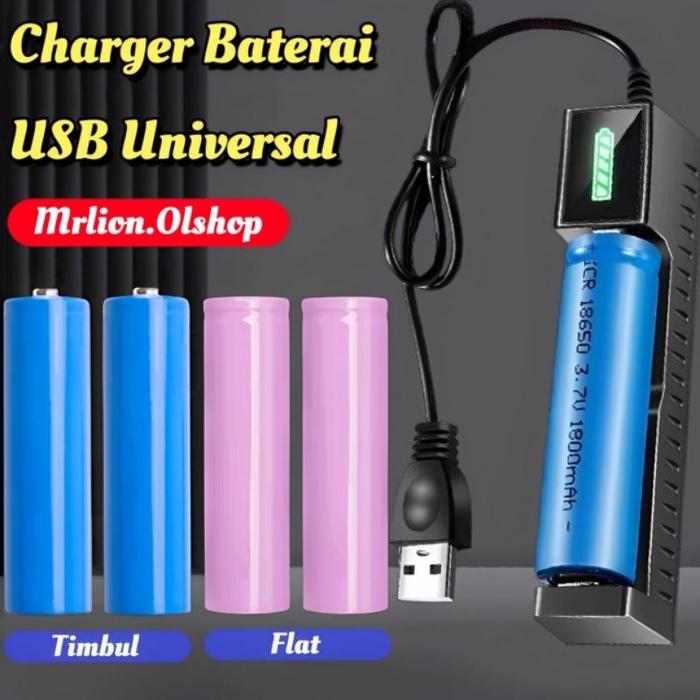 Charger Baterai USB Universal/Casan Baterai 18650/ Full Self Stop/Charger Casan Baterai Battery 1865