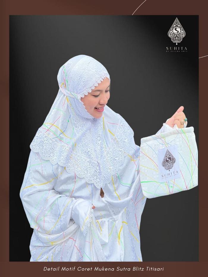 MUKENA SUTRA BLITZ TITISARI BY SUHITA/MUKENA PANJANG Muslim Nyaman Cantik Lembut Putih Putri Renda P
