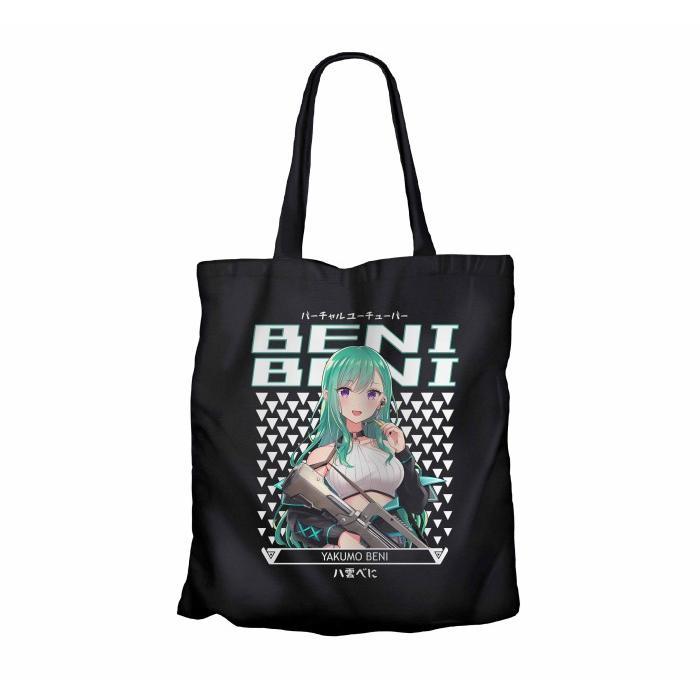 Tote bag infinite anime vtuber YAKUMO BENI - VSPO material canvas - Hitam, RESLETING