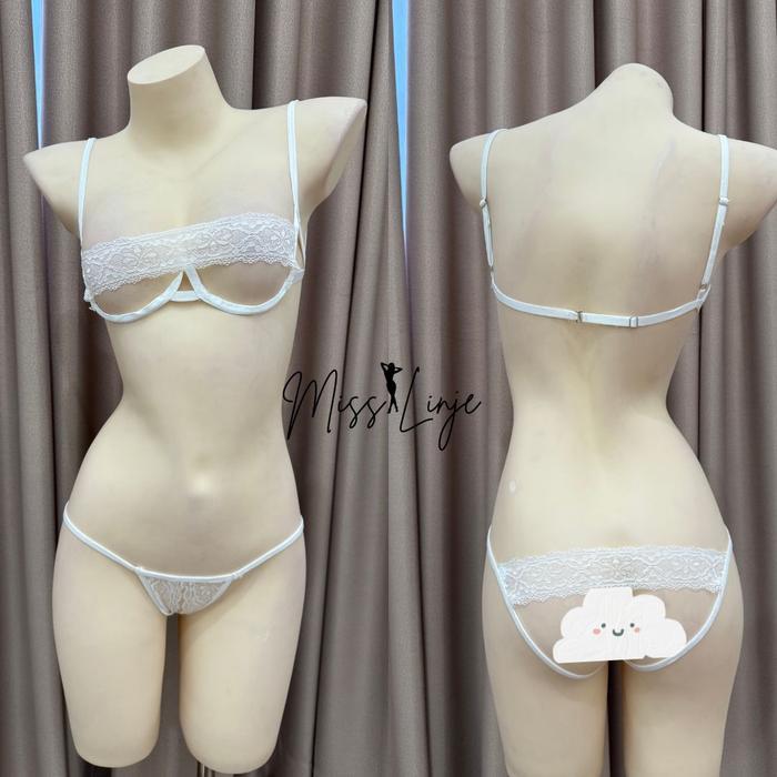 Terbaru Misslinje Set Lingerie Bikini Bustier Bra Dan G String Sexy Open Crotch Premium Baju Dinas D