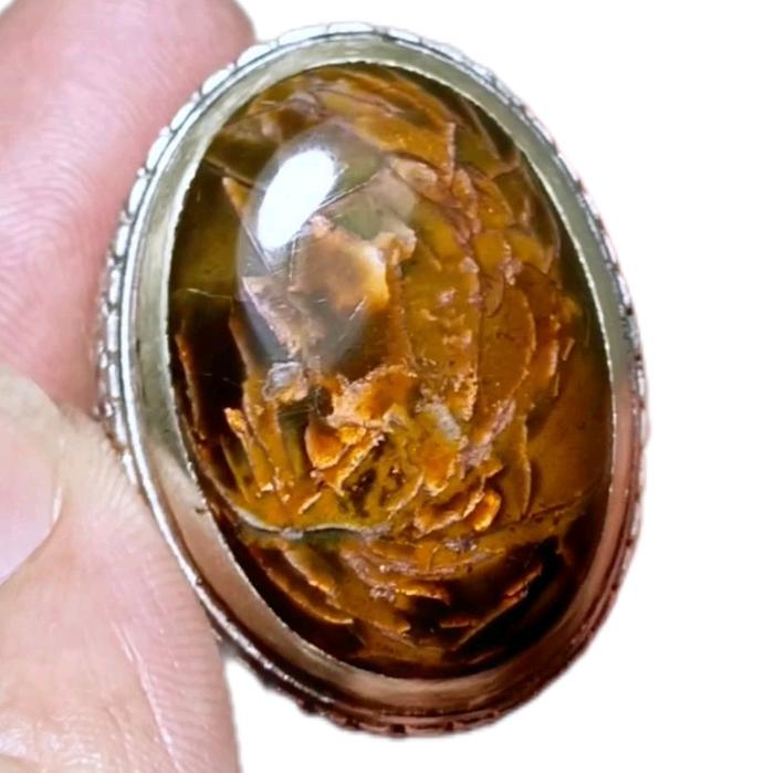 Cincin Tembaga Emas Dan Bermotif Gambar Material Garut Cikolak Kristal