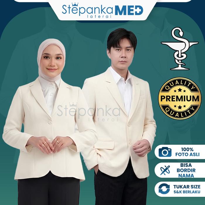 Jas Apoteker PREMIUM/ Jas Putih Gading/ Jas Apoketer Pria/ Jas Apoteker Wanita/Jas Medis/ Jas Dokter