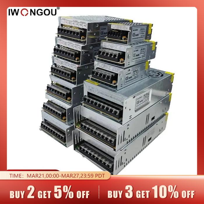 IWONGOU DC 5V 12V 24V 36V Switching Power Supply AC 2A 5A 10A 15A 20A