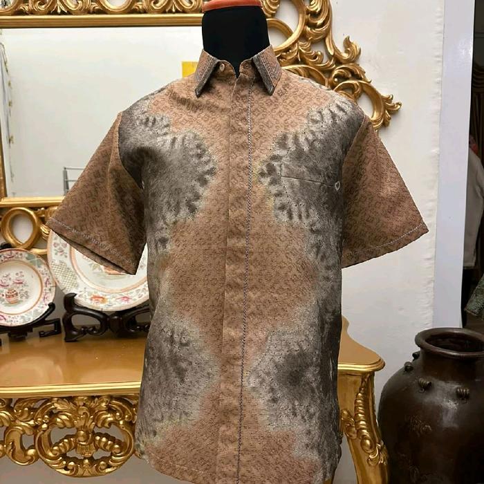 d'Attala Kemeja Pria Lengan Pendek Warna Coksu size XL bahan jumputan Viscose Limited Edition khas P