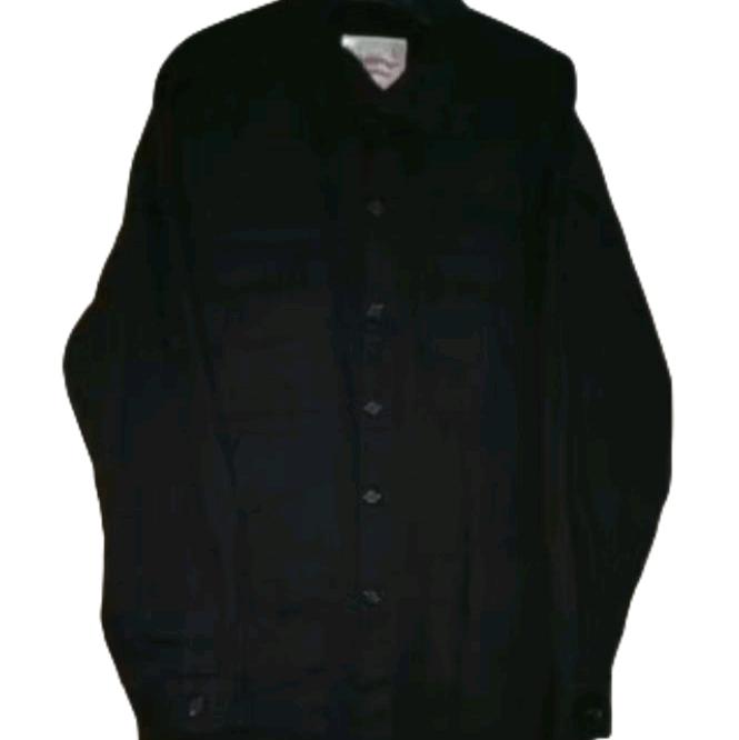Jaket katun kanvas thripting brand RUGGED HOUSE (Cotton Button Jacket) Pria Tebal Hitam Keren