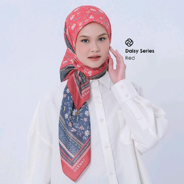 Daisy Series Red  Kerudung Segi Empat original by deenay