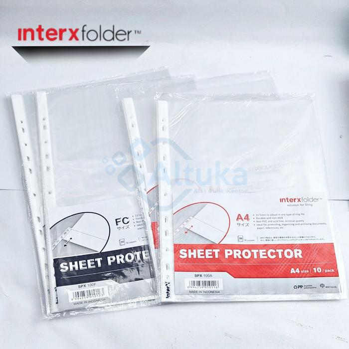 (10Lembar) Document Pocket Sheet Protector A4 Dan F4 Interxfolder