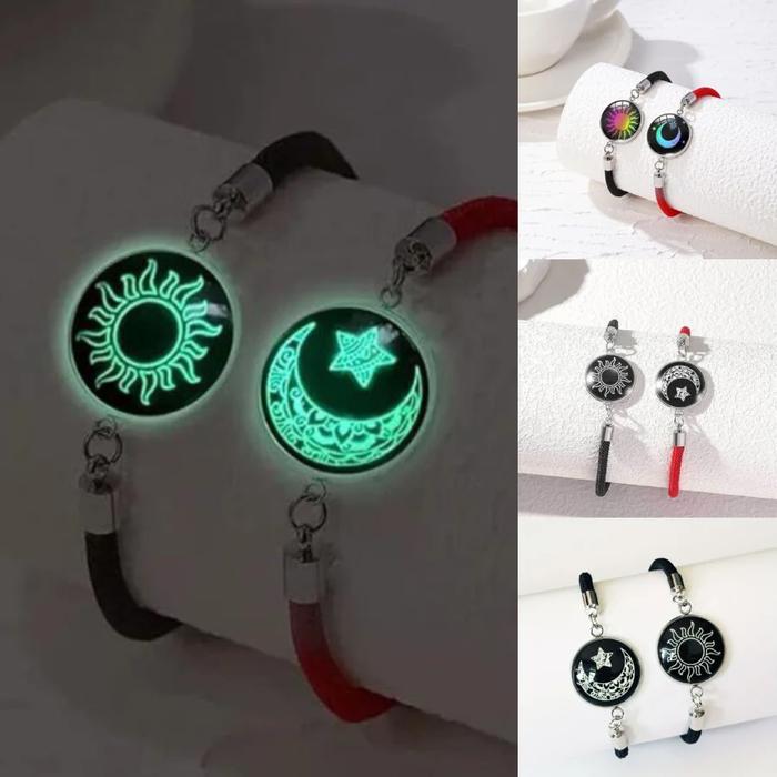 2Pcs/Set Valentine Day Bracelet Sun Moon Couple Braslet Unfading Adjustable Good Luck Red Thread Bra