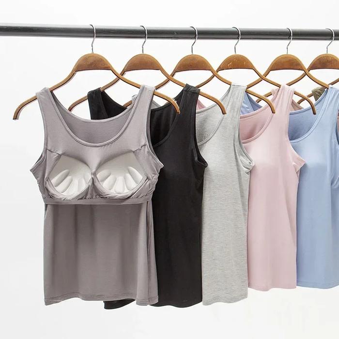 2025New summer modal with five-finger cup chest pad camisole ladies multicolor large size wide shoul