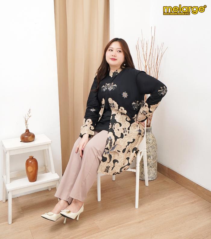 MELARGE - Tunik Batik Hanum Tunik Batik Cewek Jumbo Tunik Batik Modern Baju Batik Cewek Bigsize 3XL