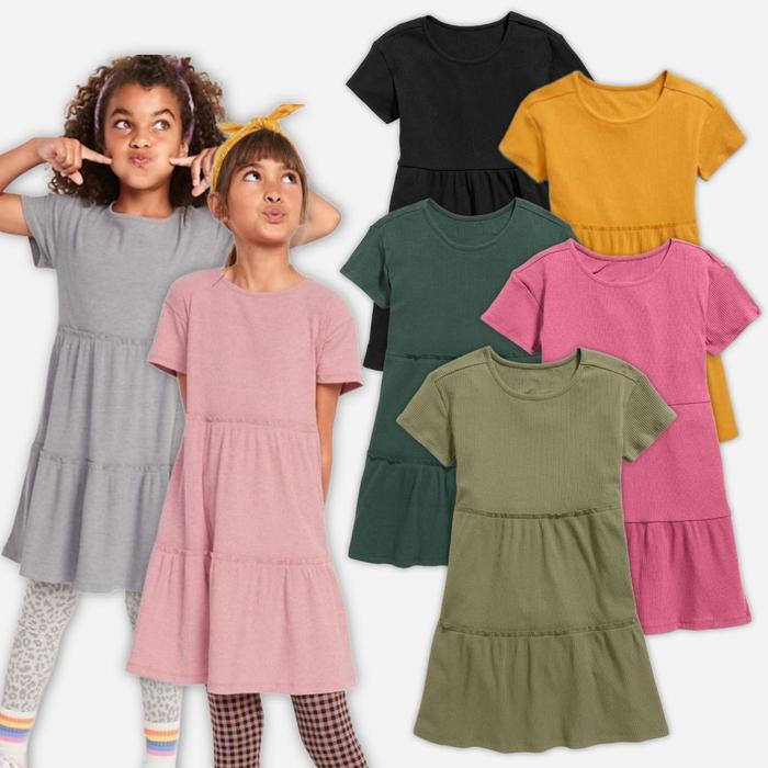 Dress Anak Perempuan Old Navy Rib Ruffle Warna-Warni
