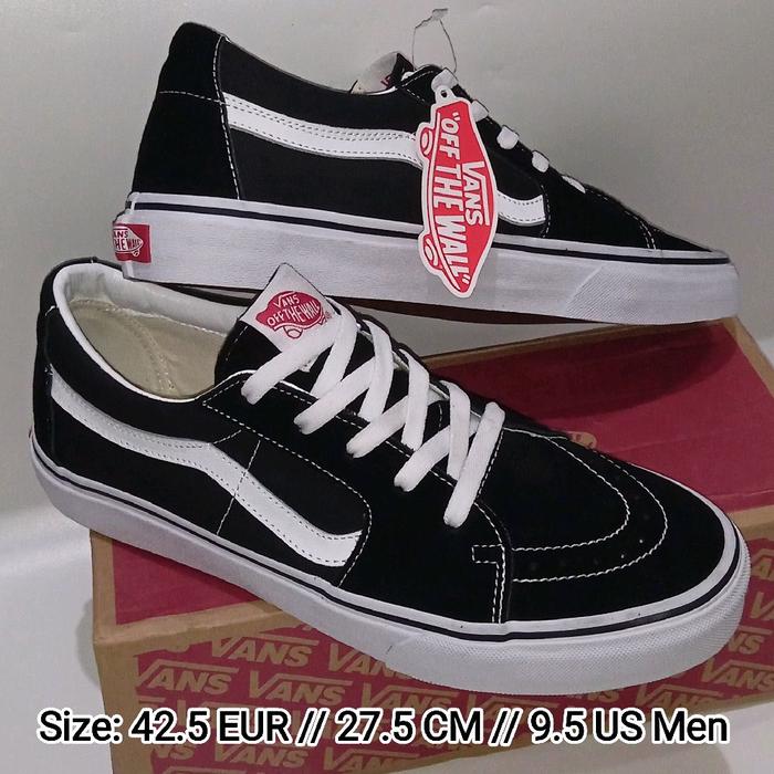 Sepatu Vans Sk8-Low Black White True size 42.5 9 Hitam Putih Global Market Skateboard Skate Authenti