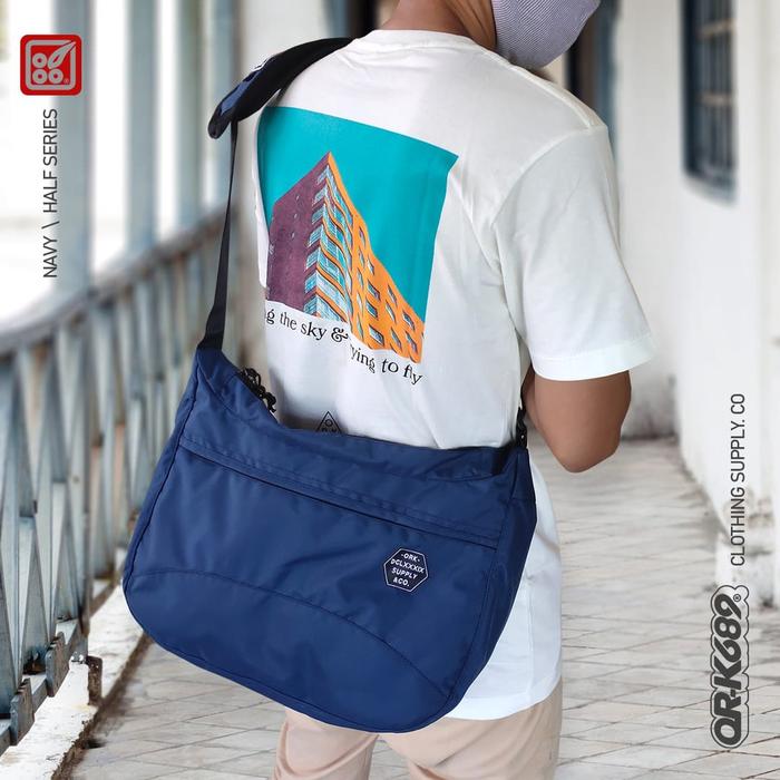 ORK689 Tas Selempang Pria Distro Sling bag Tas Slempang Waterproof Half Navy