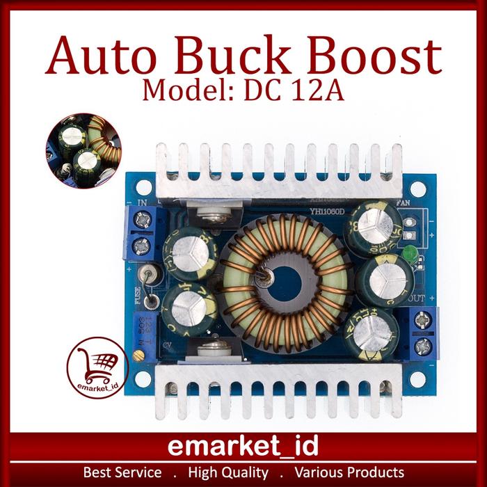 Auto Buck Boost DC 12A / Modul Daya Step Down Up / Module Tegangan Aki Cas Mobil Solar LED Car