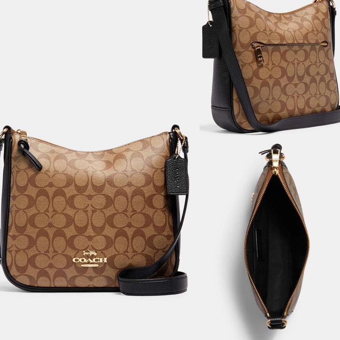 Coach CU959 Sign Ellie File Khaki Hitam Tas Tangan Wanita 27 x 7 x 23cm dengan Desain Elegan dan Fun