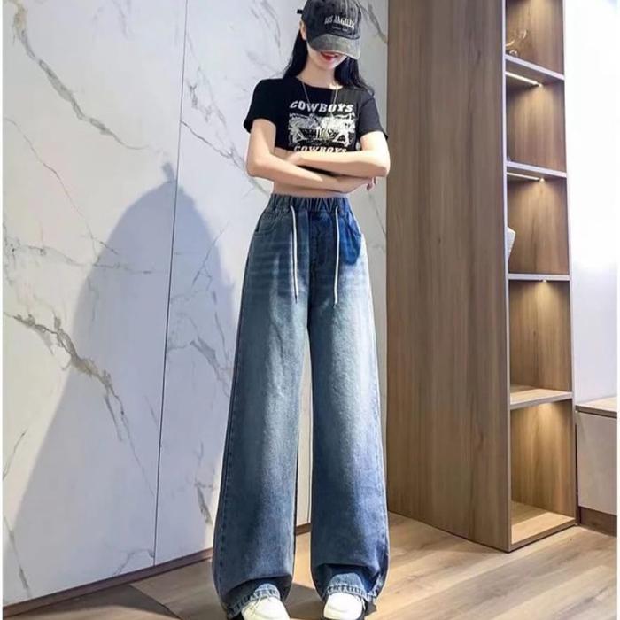 Celana Jeans Korean Style Kolor Tali Pria Wanita Celana Oversize Kekinian