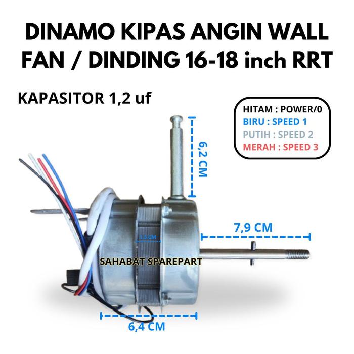 (Termurah) Dinamo Kipas Angin Wall Fan/Dinding Rrt Kapasitor 1,2 Mikro