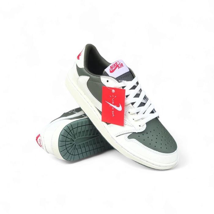 Sepatu Sneakers Pria Air Jordan 1 Low Travis (Warna Hijau Putih) Premium Quality