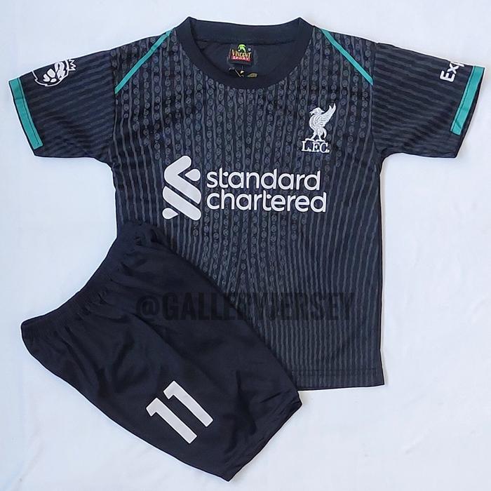 SETELAN BAJU BOLA ANAK ANAK LIVERPOOL AWAY HITAM M.SALAH SETELAN JERSEY BOLA LIVERPOOL HITAM AWAY AN