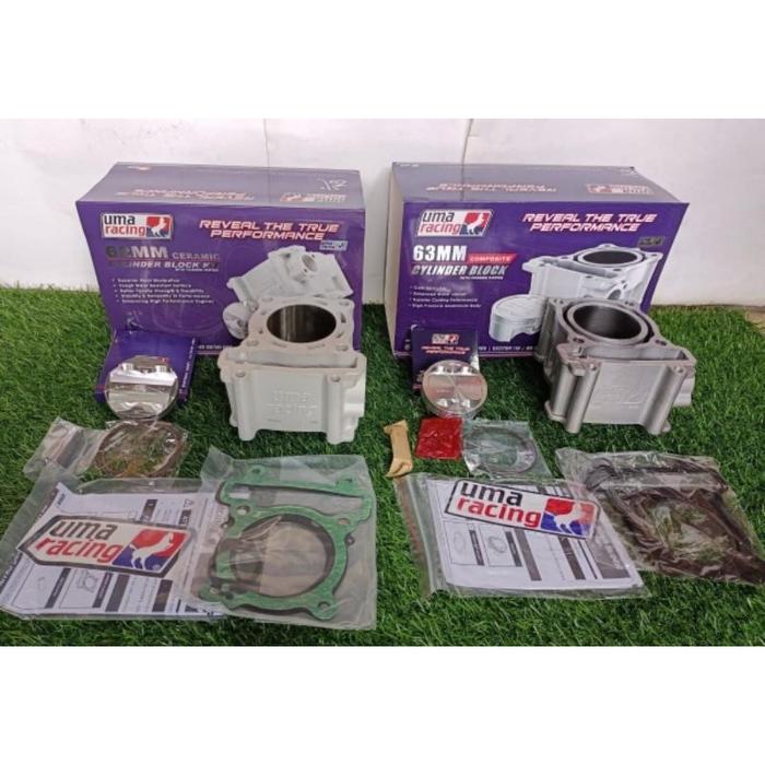 PAKET BORE UP UMA RACING CERAMIC CYLINDER BLOCK MX KING MXK VIXION NVA NVL R15 OLD JUPITER MX MX135 
