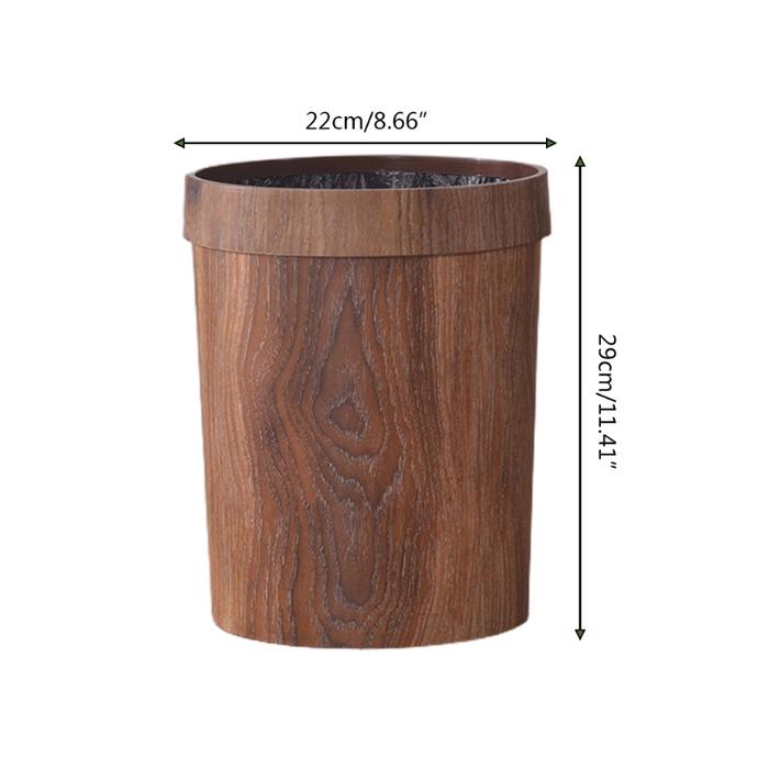 Retro Wood Grain Trash Can Home Living Room Kitchen Garbage Bin