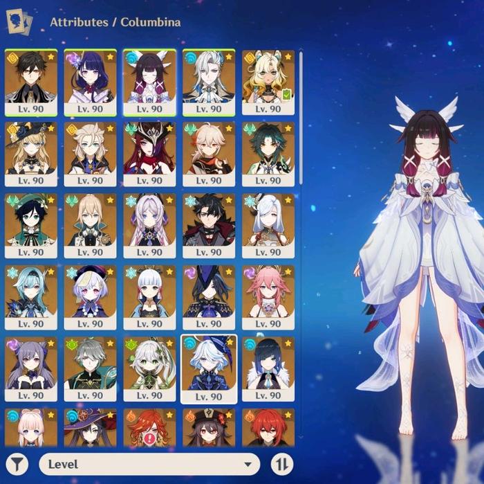 Columbina, Zhongli, Raiden, Furina, Nahida, Venti, Chasca, Navia, Clorinde, Xiao, Kazuha, Neuvilette