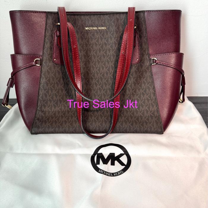 MK Voyager Signature Logo Tote Bag Color Oxblood