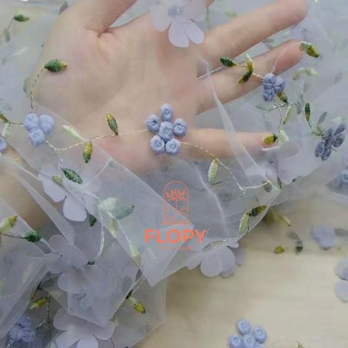 Safitiri Kain Tile Motif Daisy / Kain Bordir / Kain Bordir Motif Bunga