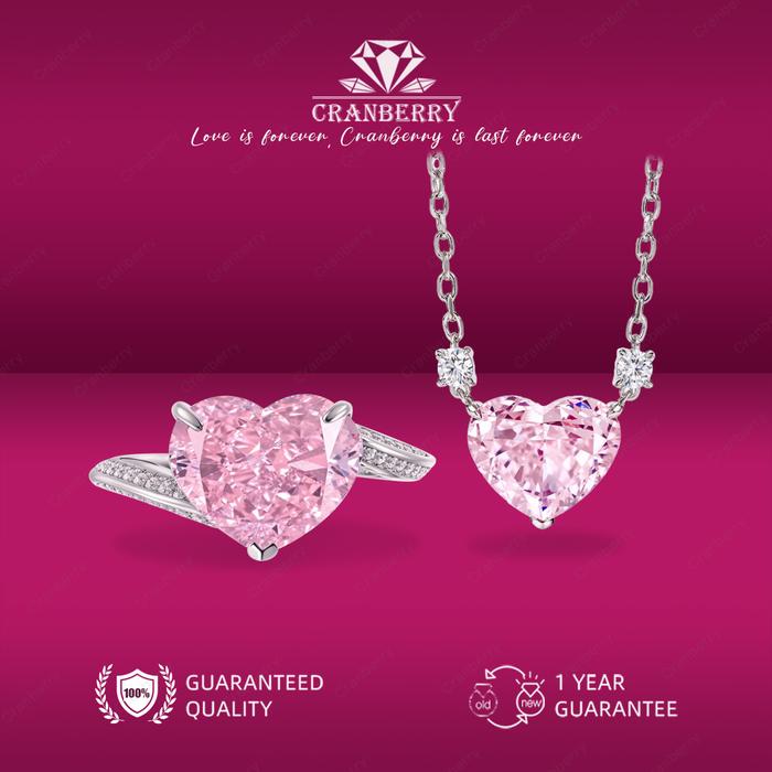 BS1-D133 Set Kalung Cincin wanita Cranberry Jewelry Paket Elegan Zirconia Grade 7A Platinum Platting