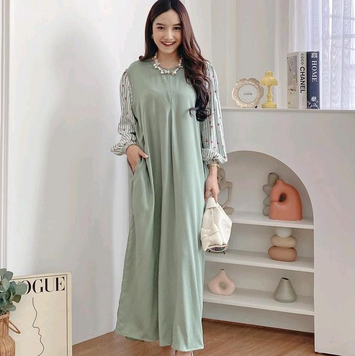Daster Gamis Garis Salur Striped by HD.id Dailywear Rayon Kombinasi Warna Lebaran 2025